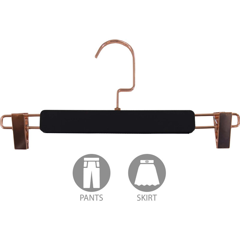 Cintre à pince en plastique caoutchouté Wanda Deluxe avec quincaillerie or rose, 50