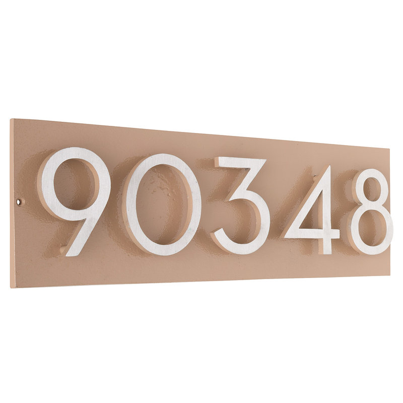 Plaque d'adresse horizontale flottante 4 po (5 chiffres), Taupe, Nickel satiné deux tons