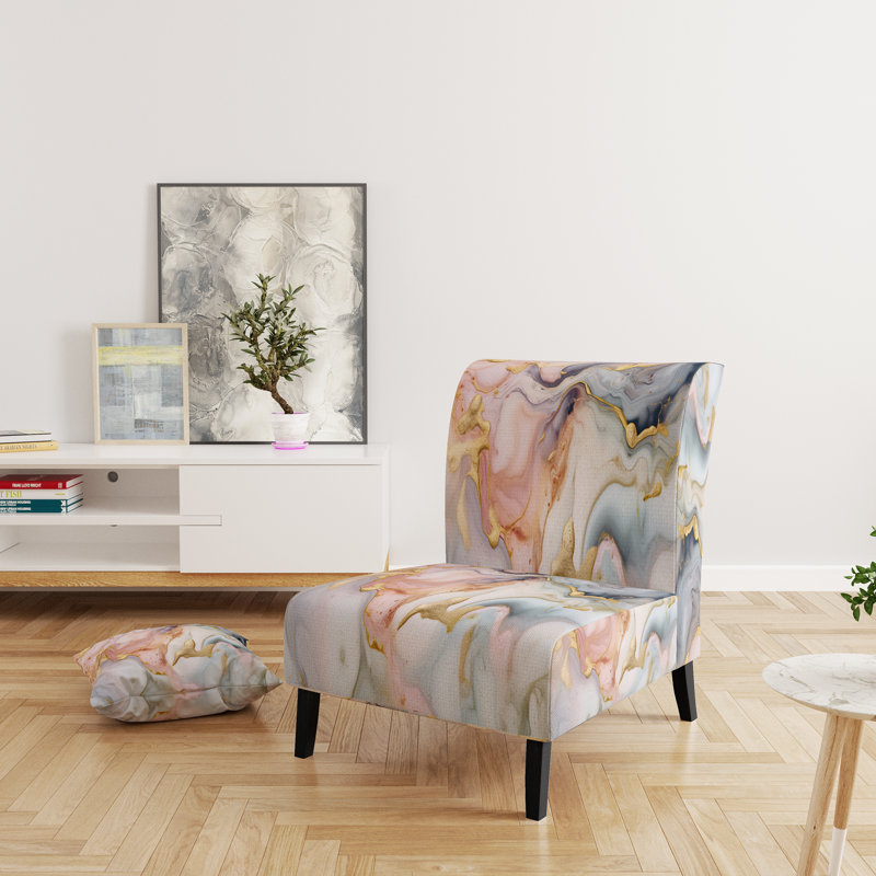 Fauteuil de chambre Berendien , Rose / mélange de polyester doré
