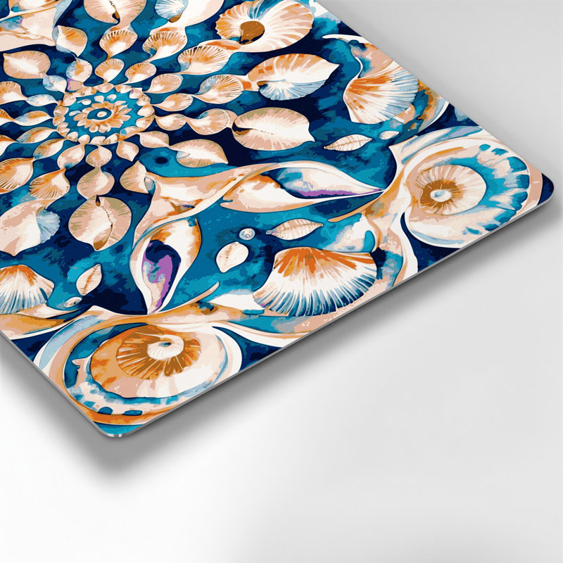Hawaiian Modern Shell Designs, art mural en métal beige, H 24 po x l 36 po