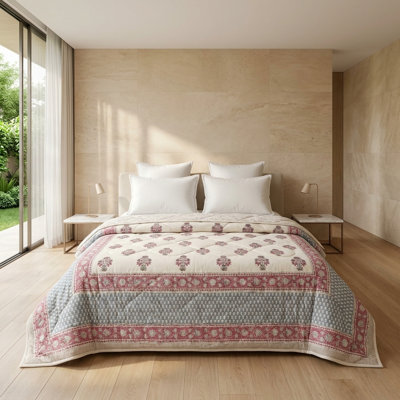 Édredon réversible 100% mousseline de coton | Impression à la main hypoallergénique de Jaipur