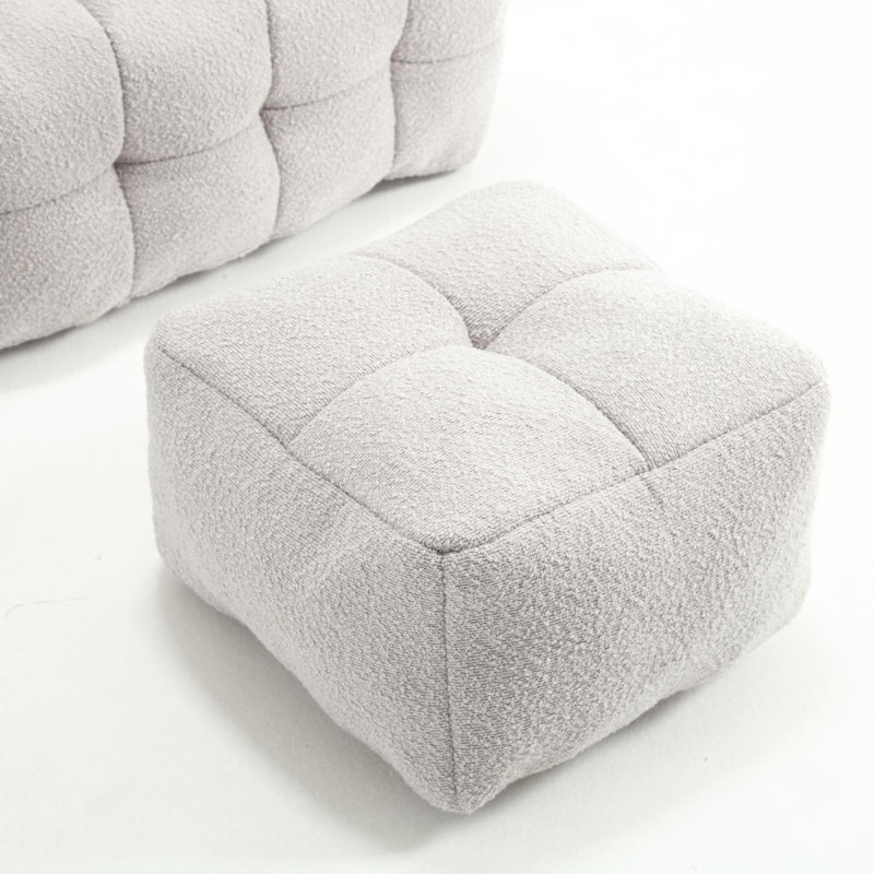 Joahnna Upholstered Armchair with Ottoman, Gray