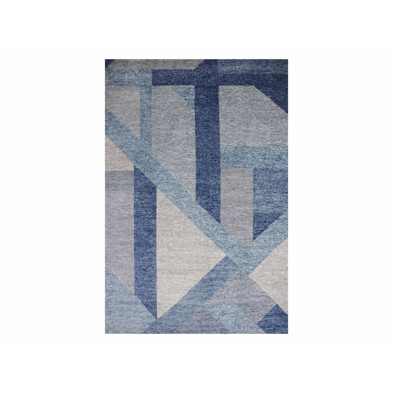 Tapis surdimensionné en laine bleu noué à la main 12 pi 2 po x 18 pi 3 po BDC1E04A6E144A029A181F8204802A64
