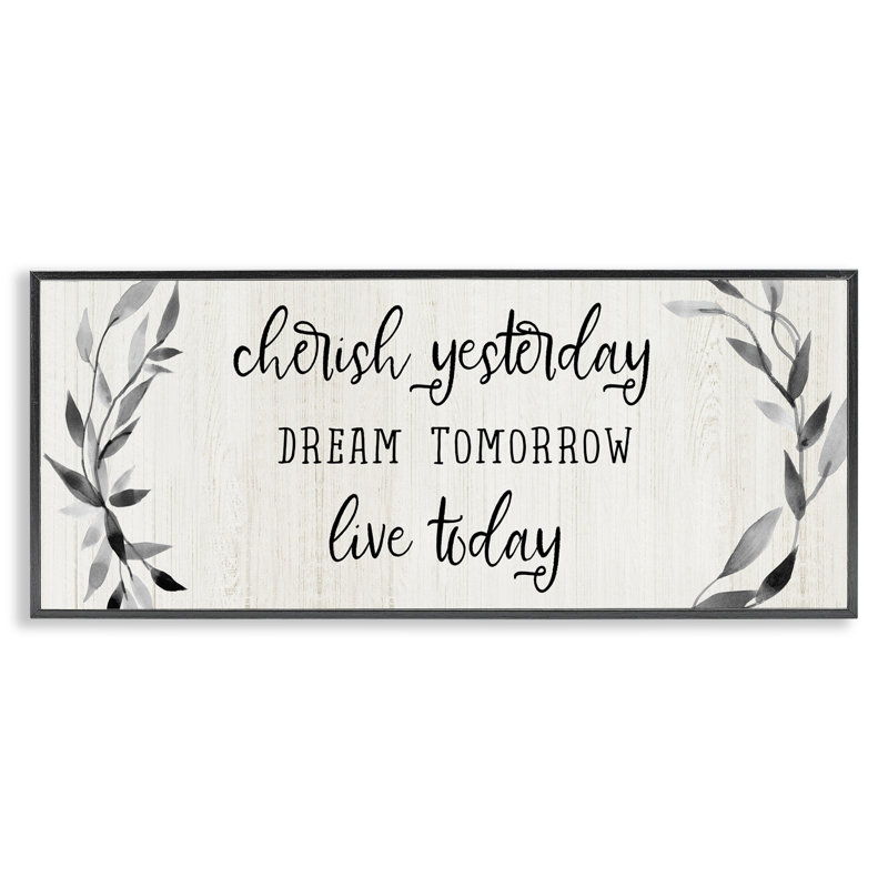 «Cherish Dream Live Today», giclée encadrée, design par Carol Robinson, H 13 po x l 30 po, Giclée encadrée noir minuit