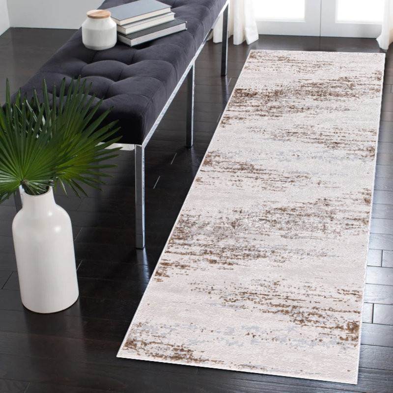 Parkwoods Collection Abstract Neutral Area Rug, Tapis de couloir 2 pi 6 po x 7 pi 8 po