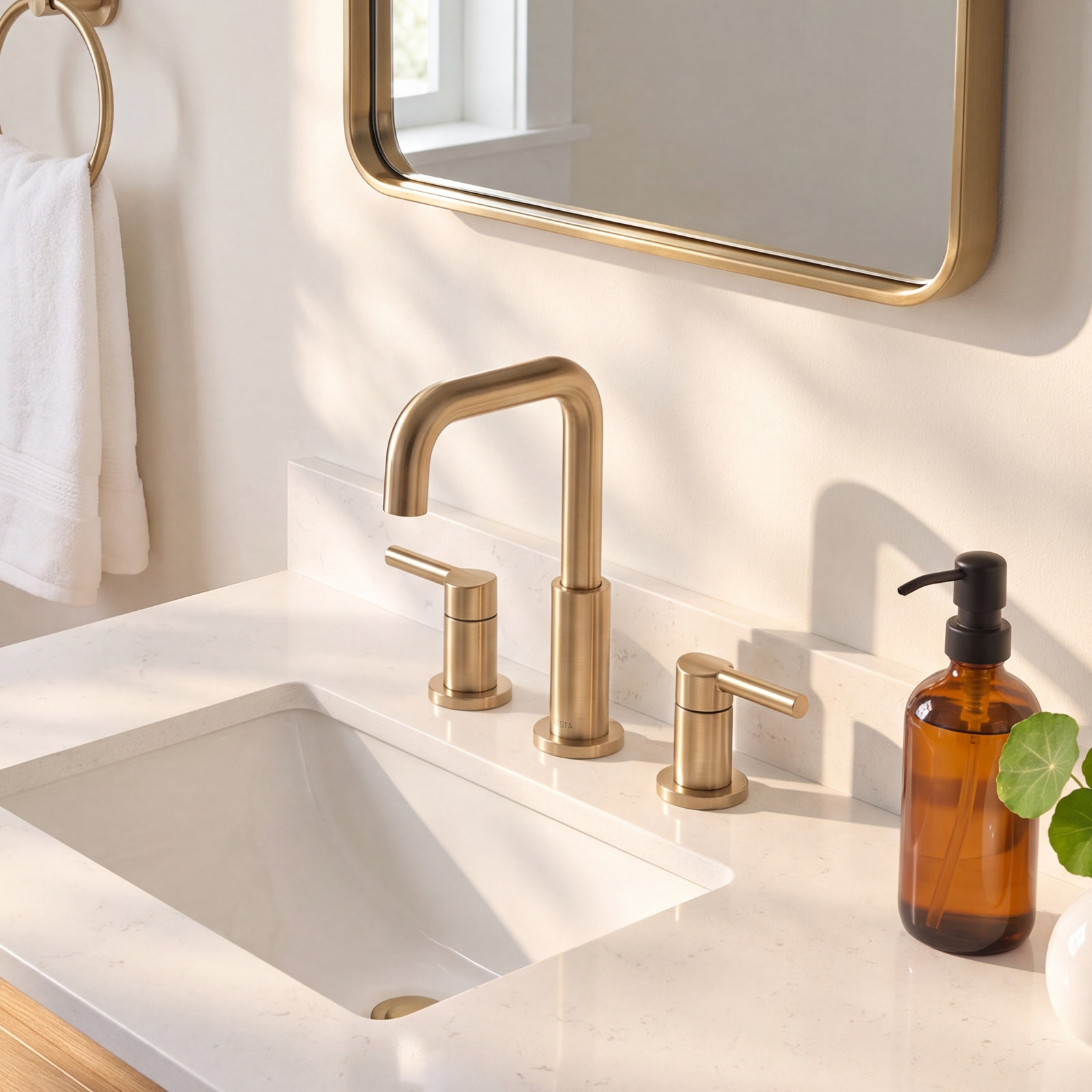 Nicoli Widespread Bathroom Faucet, Champagne Bronze