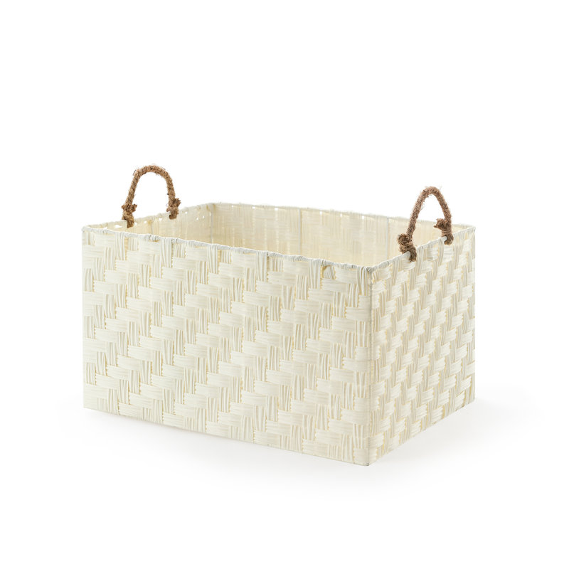 Panier à linge en osier Nautica, Blanc, H 9 po x l 20 po x P 12 po