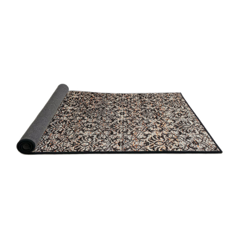 Tapis de zone noire contemporaine, Rond 7 pi