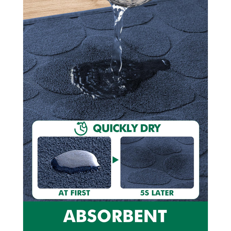 Tapis pour salle de bain en caoutchouc Emslie, L 24 po x L 36 po, Bleu