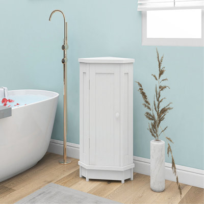 Bathroom Cabinet Triangle Corner Storage Cabinet With Adjustable Shelf Modern Style MDF Board