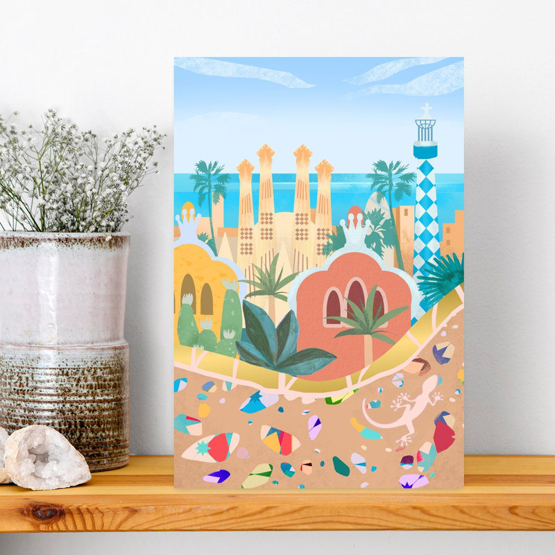 Barcelona Colorful Abstract Architecture Beach Wall Art Print 1 Piece Wrapped Canvas Wall Art, 45.72cm H x 30.48cm W