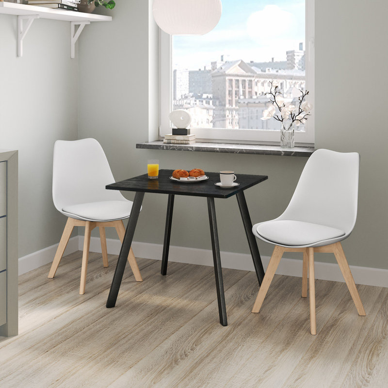 2 - Person Dining Set, Black Wood / White