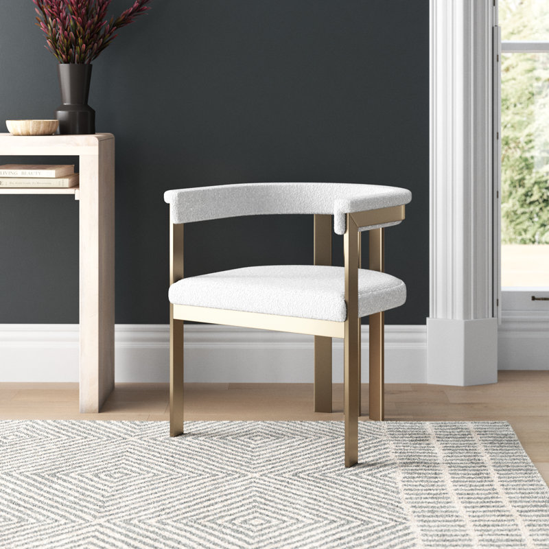 Peppa 19'' H Upholstered Metal Armchair, Beige