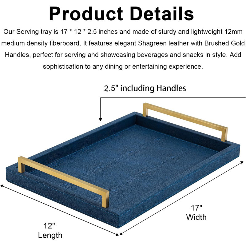 Plateau en cuir chagrin bleu marine