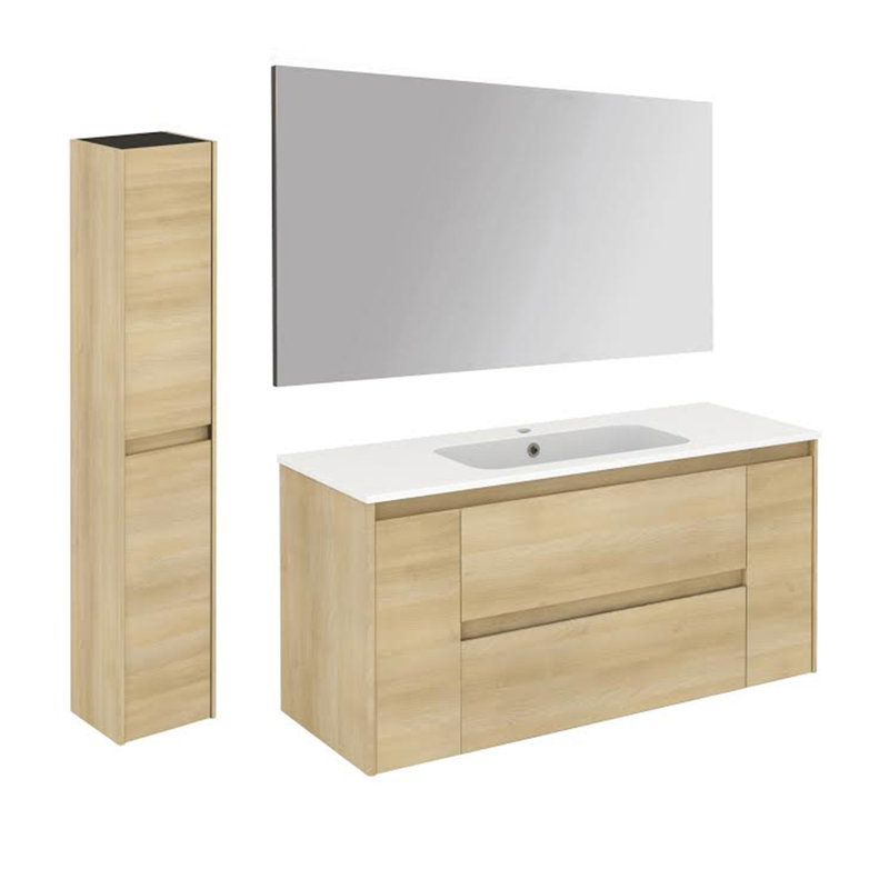 Ambra 47.4'' W Single Vanity, Gloss White, Nordic Oak