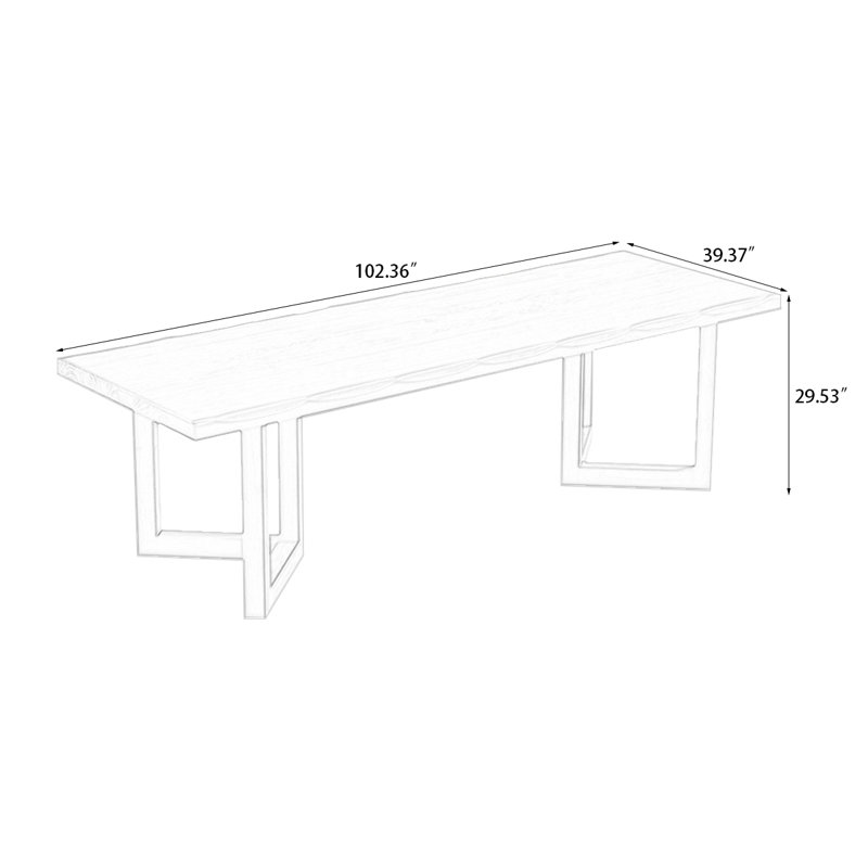 Nut-Brown Rectangular Solid Wood Dining Table, 29.53"H x 102.36"L x 39.37"W