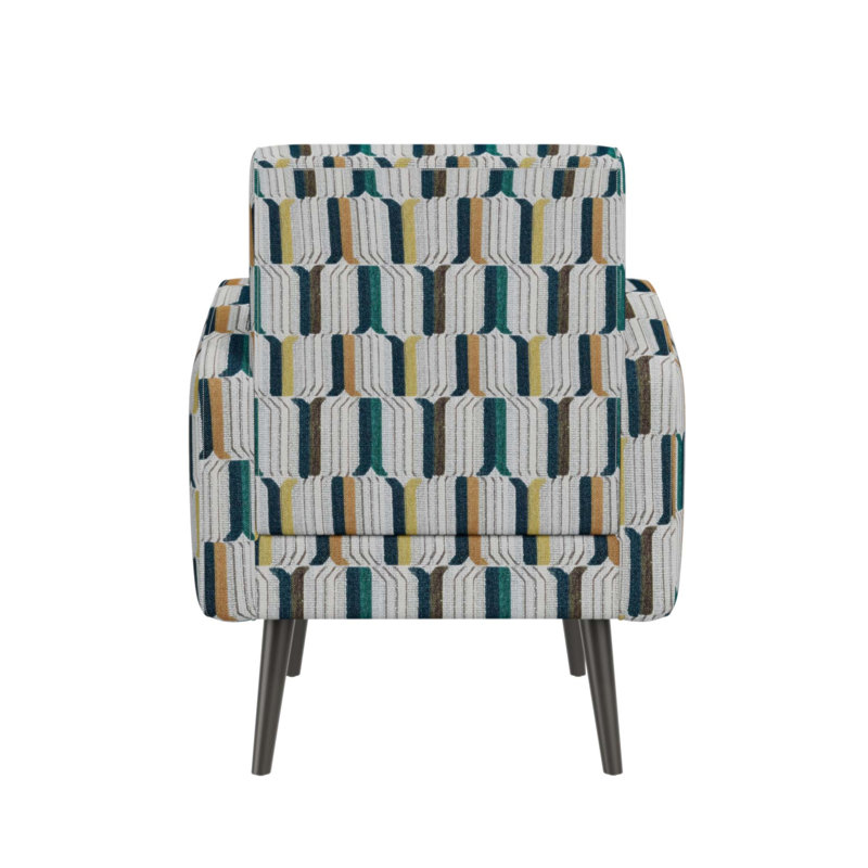 Fauteuil d'appoint Darien avec motif de flèche vertical et pieds en bois massif, parfait pour un décor moderne et classique