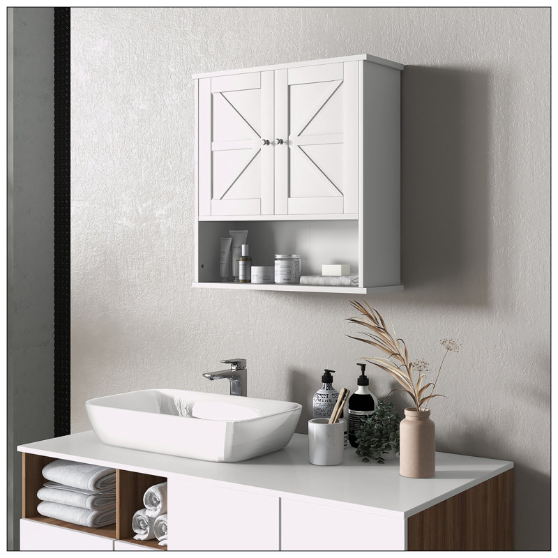 Armoire à pharmacie à miroir fixée au mur l 22,75 po H 24,25 po Naoya, Blanc