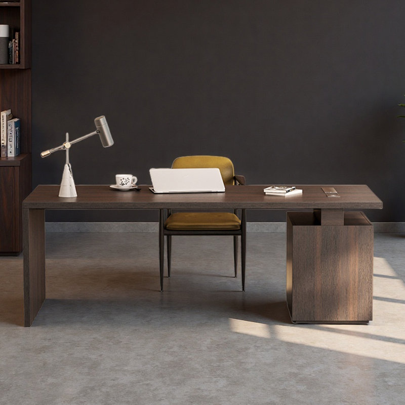 Bureau pour écrire et tiroir de travail pour le rangement, Brun, H 29,53 po x l 82,68 po x P 37,4 po