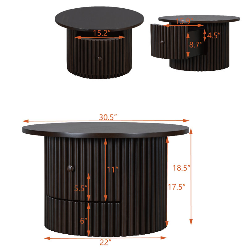 Table basse Avalie, Marron foncé