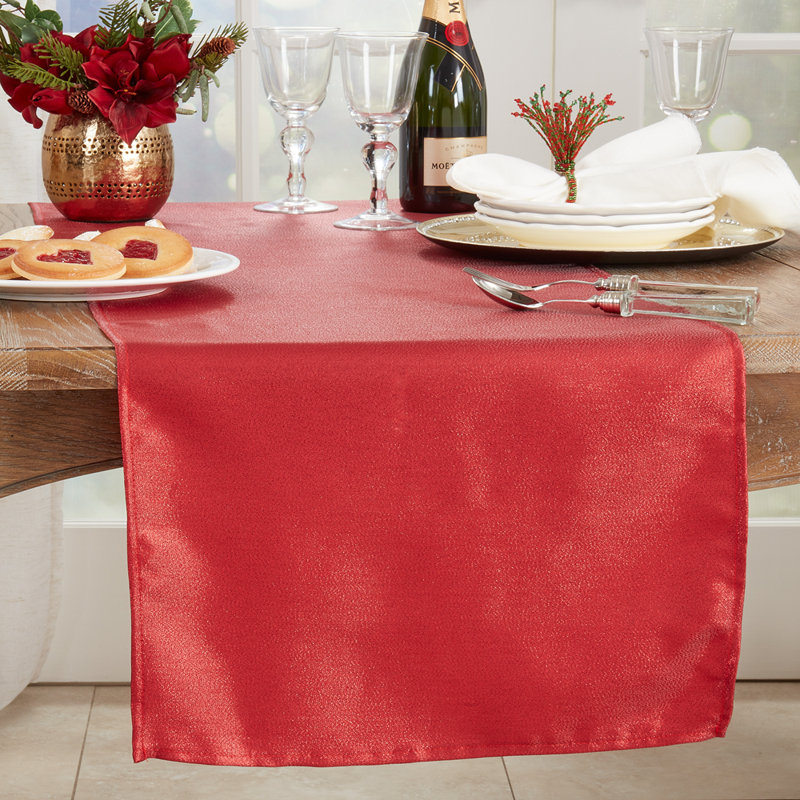 Runner_Table Runner With Shimmering Design, 108" x 18", Red