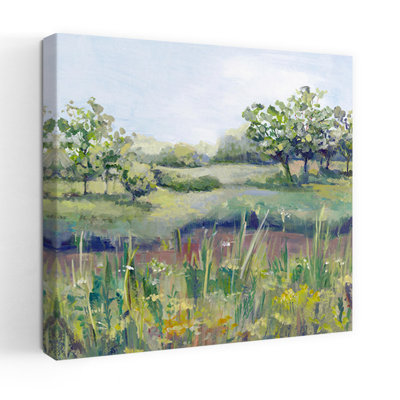 Tranquil Meadow In Sunlight Abstract Contemporary Landscape Nature Wall Art