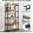 63" Tall  5-Tier Rustic Brown Industrial Metal Bookshelf Unit For Living Room