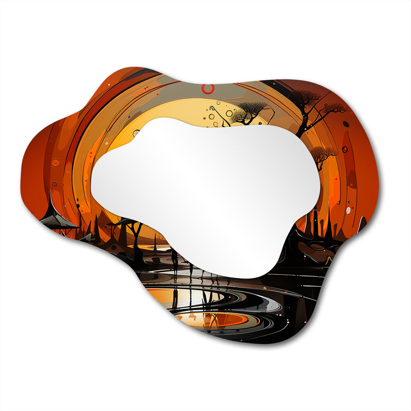 Gilliland «African Vision Unity Of Soul», miroir asymétrique Art africain, miroir mural unique nuage orange, impression sur métal