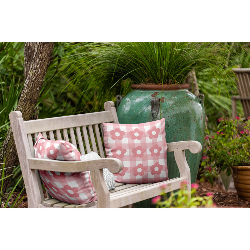 Coussin décoratif géométrique intérieur / extérieur en polyester, H 20 po x l 20 po, Carré