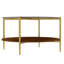 Table basse ronde moderne dorée double couche + verre trempé + rangement et décoration + 32,28 po de diamètre + couleur or