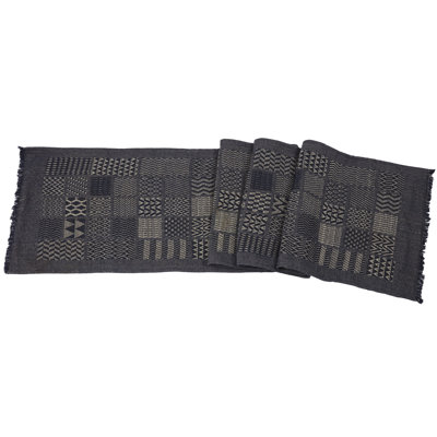 Artisan Hand Loomed Cotton Table Runner - Indigo Blocks - 18"x96"