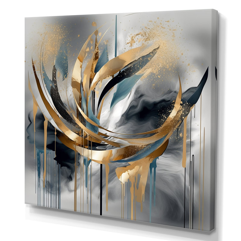 Art abstrait, formes abstraites et lignes infinies III, Toile tendue, H 36 po x l 36 po x P 1,5 po