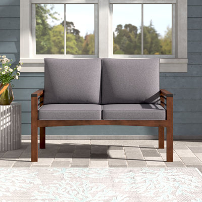 Piatto 48" Wide Outdoor Acacia Loveseat with Cushions by Sand & Stable
