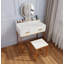Ensemble de coiffeuse avec miroir et tabouret - coiffeuse de maquillage avec tiroirs de rangement et organisateur, blanc et doré, conception peu encombrante pour les petites chambres
