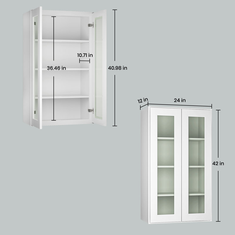 Armoire murale standard en contreplaqué HOMEIBRO Design, prête à assembler, style Shaker, blanc, 61 cm (L) x 30,5 cm (P) x 106,5 cm (H)