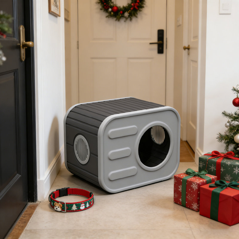 Lit pour chat fermé en forme de caméra, maison pour animaux de compagnie moderne pour chats d'intérieur, petit meuble-chat pour appartement