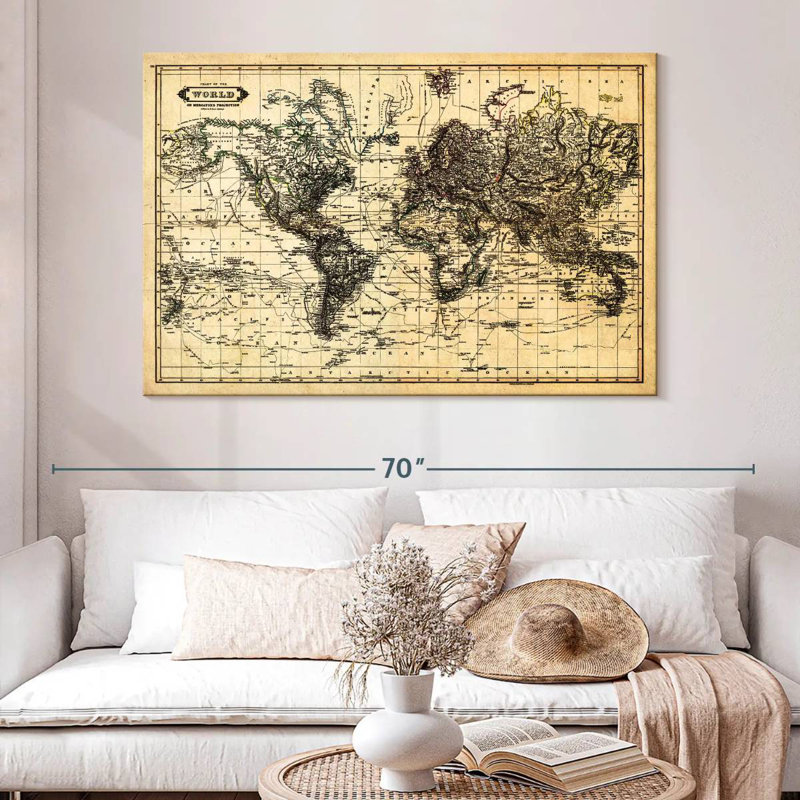 Carte de la carte du monde Aliaz, H 34 po x l 51 po