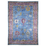 Hand Knotted Wool Area Rug in Blue And Purple