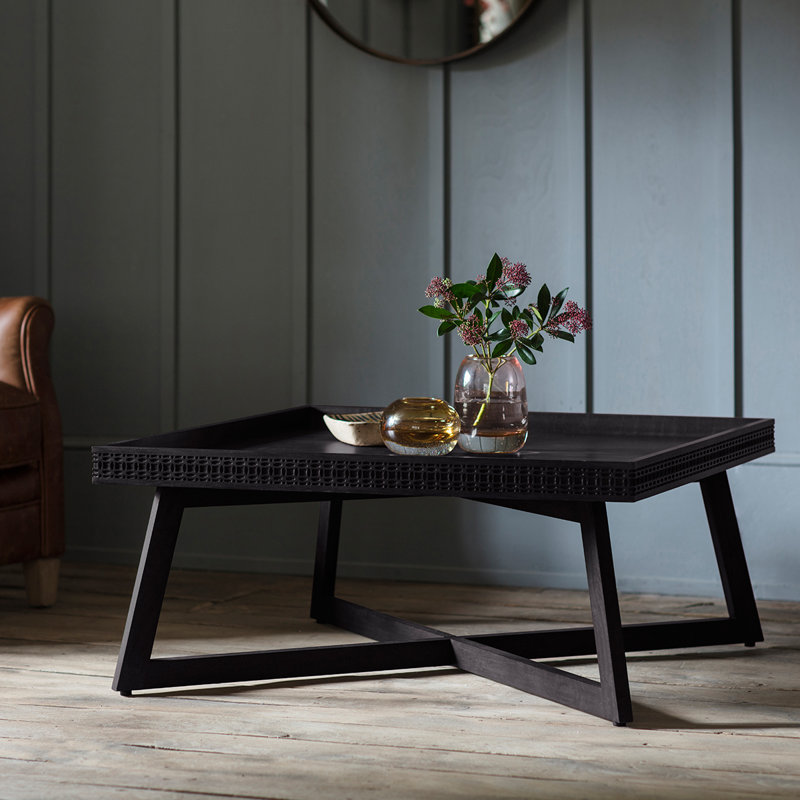 Cassilyn Solid Wood Trestle Coffee Table, Black