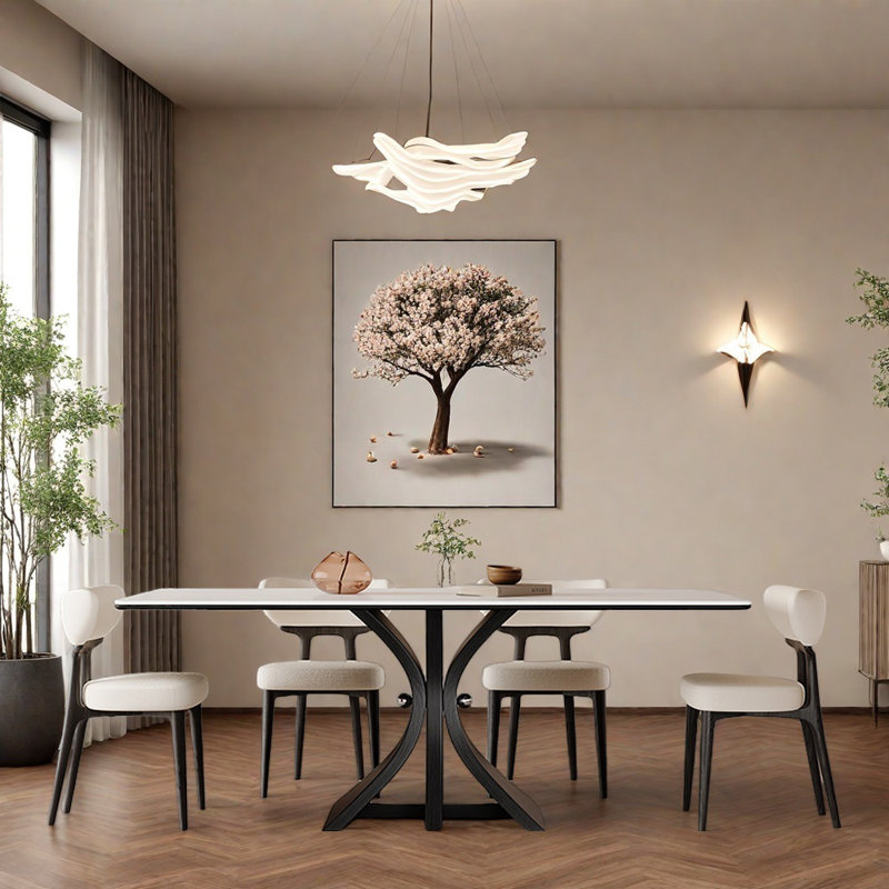 Ensemble de table de salle à manger rectangulaire haut de gamme noir, H 29,52 po x L 78,74 po x l 31,49 po