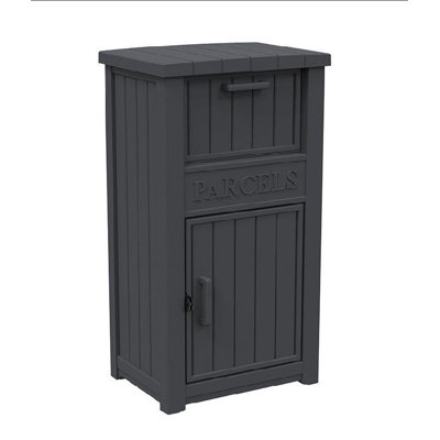 Secure 48 Gallon Package Drop Box with "PARCELS" Sign - 24.37" x 17.83" x 18.54" Storage Box with Lockable Lid