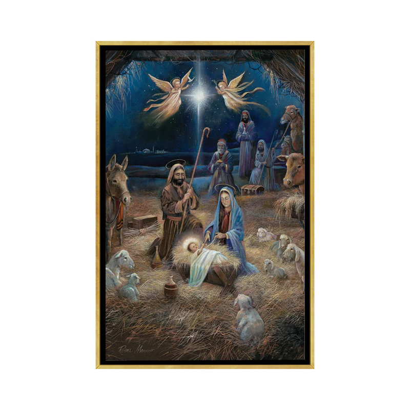 «Silent Night», reproduction d'art sur toile encadrée, Impression encadrée sans passe-partout, H 26 po x l 18 po, Doré