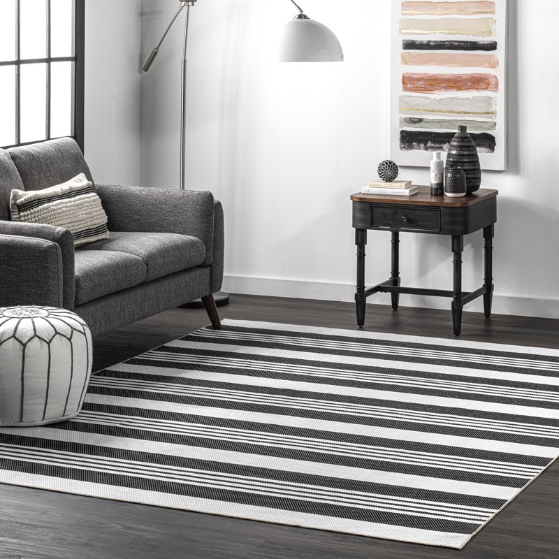 Lena SpinClean Machine Washable Striped Area Rug, Rectangle 5' x 8'