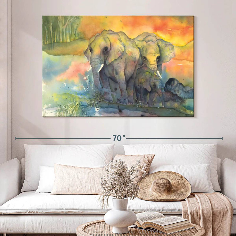 Brampt Elephants Kin, 34" H x 51" W