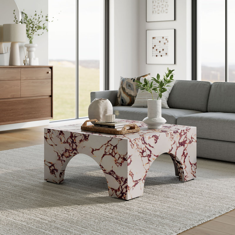 Table basse en marbre rouge Valen