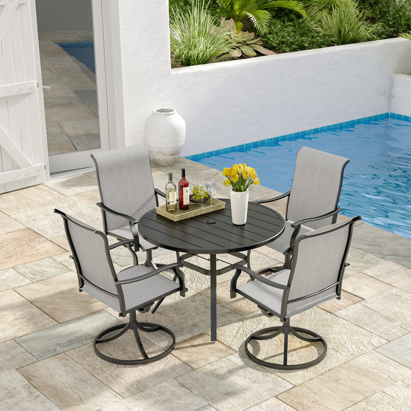 4 - Person Round Dining Set With Swivel Chairs, Hard Stone