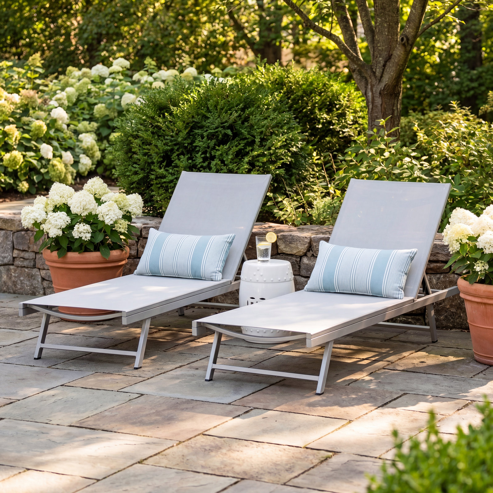 25'' Outdoor Metal Chaise Lounge Set, Gray