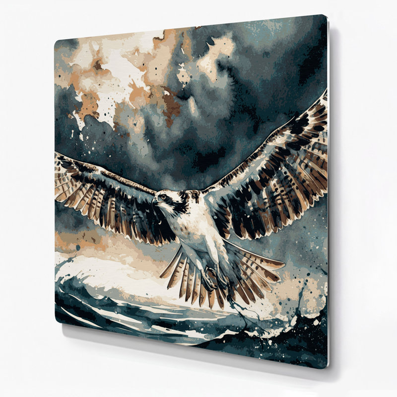Oiseaux, balbuzard pêcheur, art mural en métal bleu, H 32 po x l 32 po