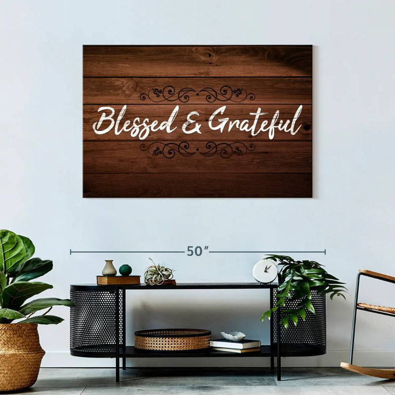 Art textuel sur toile "Blessed and Grateful II", H 30 po x l 45 po x P 1,25 po