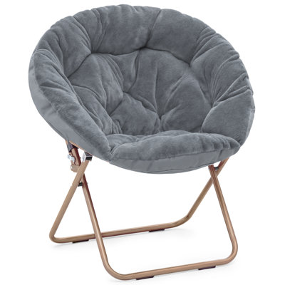 Foldable Round Saucer Chair Portable Dorm Chair Lounge Chair Accent Chair for Bedroom Living Room